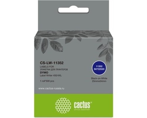 [Бумага] Этикетки Cactus CS-LW-11352 сег.:54x25мм черный белый 500шт/рул Dymo Label Writer 450/4XL