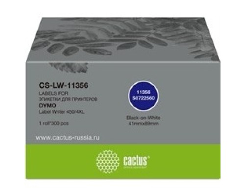 [Бумага] Этикетки Cactus CS-LW-11356 сег.:89x41мм черный белый 300шт/рул Dymo Label Writer 450/4XL