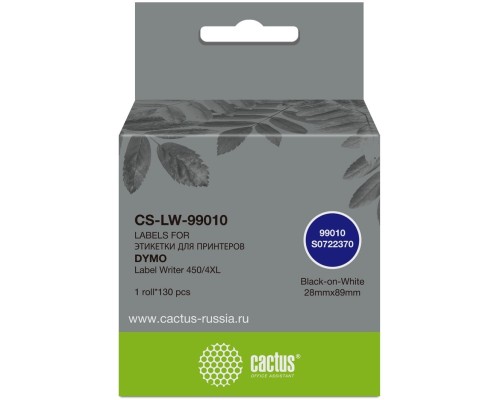 [Бумага] Этикетки Cactus CS-LW-99010 сег.:89x28мм черный белый 130шт/рул Dymo Label Writer 450/4XL