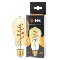 ЭРА Б0047665 Лампочка светодиодная F-LED ST64-7W-824-E27 spiral gold E27 / Е27 7Вт филамент золотистый теплый белый свет