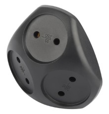 ЭРА Б0059721 Разветвитель электрический SPx-3-B на 3 розетки без заземления 10А черный