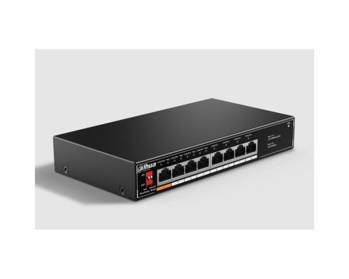 [Коммутаторы] DAHUA DH-SF1008LP 8-портовый неуправляемый коммутатор с РоЕ, 4xRJ45 100Mb PoE, 4xRJ45 100Mb, суммарно 60Вт, коммутация 1.8 Гбит/с, MAC-таблица 2K, металл