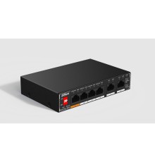 DAHUA DH-SG1006P 6-портовый гигабитный неуправляемый коммутатор c PoE, 4xRJ45 1Gb PoE, 2xRJ45 1Gb uplink, суммарно 60Вт, коммутация 14 Гбит/с, MAC-таблица 2K, металл