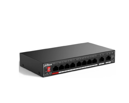 [Коммутаторы] DAHUA DH-SG1010P 10-портовый гигабитный неуправляемый коммутатор c PoE, 8xRJ45 1Gb PoE, 2xRJ45 1Gb uplink, суммарно 96Вт, коммутация 20 Гбит/с, MAC-таблица 4K, металл