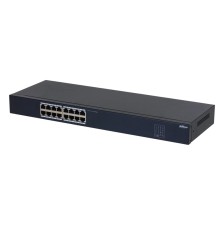 DAHUA DH-SF1016 16-портовый неуправляемый коммутатор, 16xRJ45 100Mb, коммутация 3.2 Гбит/с, MAC-таблица 8К, металл