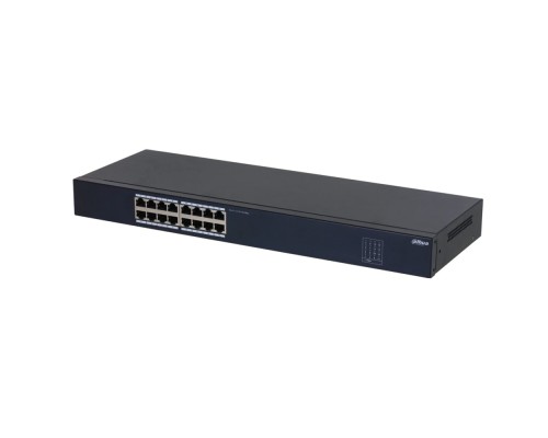 [Коммутаторы] DAHUA DH-SF1016 16-портовый неуправляемый коммутатор, 16xRJ45 100Mb, коммутация 3.2 Гбит/с, MAC-таблица 8К, металл