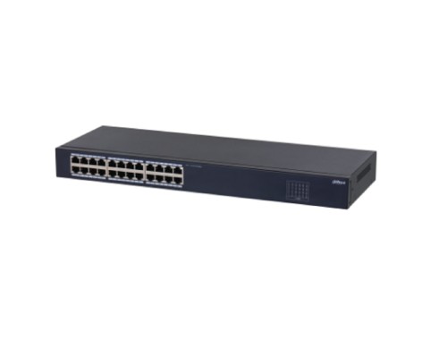 [Коммутаторы] DAHUA DH-SF1024 24-портовый неуправляемый коммутатор, 24xRJ45 100Mb, коммутация 4.8 Гбит/с, MAC-таблица 8К, металл, установка настольная/в стойку