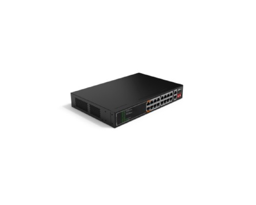 [Коммутаторы] DAHUA DH-SF1018LP 18-портовый неуправляемый коммутатор с РоЕ, 16xRJ45 100Mb PoE, 2xRJ45 1Gb, суммарно 135Вт, коммутация 7.2 Гбит/с, MAC-таблица 8К, металл
