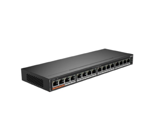 [Коммутаторы] DAHUA DH-SG1016P 16-портовый гигабитный неуправляемый коммутатор c PoE, 16xRJ45 1Gb PoE, суммарно 190Вт, коммутация 32 Гбит/с, MAC-таблица 8К
