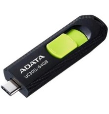 A-DATA Flash Drive 64GB USB (Type-C) A-Data UC300 USB3.2, черный и зеленый [acho-uc300-64g-rbk/gn]