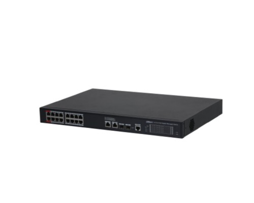 [Коммутаторы] DAHUA DH-S4220-16GT-240 20-портовый гигабитный управляемый коммутатор с PoE, уровень L2, 16xRJ45 1Gb PoE, 2xRJ45 1Gb, 2xSFP 1Gb, суммарно до 240Вт, коммутация 56 Гбит/с, MAC-таблица 8к