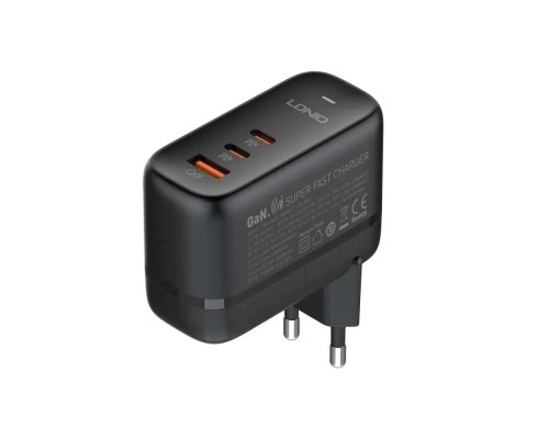 [Аксессуар] PERFEO LD_C3473  LDNIO Q366/ Сетевое ЗУ GaN + Кабель PD/ PD+PPS+SCP+QC 4+/ 3 USB/  Выход: 3.3-20V, max 65W/ Black