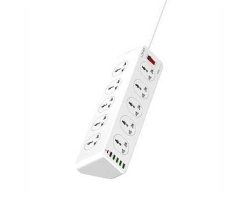 [Сетевые фильтры] LDNIO SC10610/ Сетевой удлинитель 2м/ 10 розеток EU_UK_US/ 2500W/ 6 USB: QC 3.0+PD 3.0 30W/ White