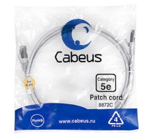Cabeus PC-FTP-RJ45-Cat.5e-2m-LSZH Патч-корд F/UTP, категория 5е, 2xRJ45/8p8c, экранированный, серый, LSZH, 2м