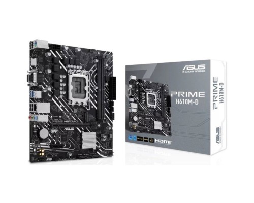 [Материнская плата] ASUS PRIME H610M-D (Socket 1700, mATX, 2xDDR5(96GB), VGA/HDMI 2.1, 1xPCIe 4.0x16/1xPCIe 3.0, 1xLAN, 4xSATA 6Gb/s, 1xM.2, 2xUSB 3.2, 4xUSB 2.0, 1xPS/2)