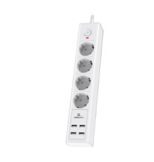 Cablexpert Сетевой фильтр Exnovo EXN-4-U4-W-2 (4р, 16А, 4 х USB, 3.4A, 2м, ур.защиты 4+) белый, коробка