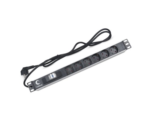 [Cabeus Аксессуары к монтажным шкафам] CABEUS PDU-6P-B-2EU БЛОК ЕВРОРОЗЕТОК ДЛЯ 19