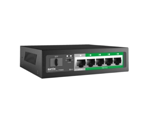 [Сетевое оборудование] Netis P106GC Коммутатор, кол-во портов: 4x1 Гбит/с, SFP 1x1, кол-во SFP/uplink: RJ-45 1x1 Гбит/с, PoE: 4x15.4 Вт (макс. 58 Вт) 