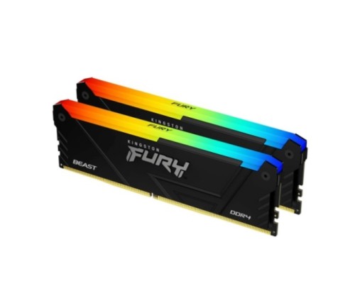 [Модуль памяти] Модуль памяти DIMM 32Gb 2х16Gb DDR4 PC28800 3600MHz Kingston Fury Beast RGB Black (KF436C18BB2AK2/32)