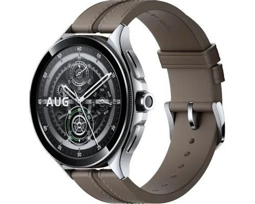 [Умные часы] Часы наручные Xiaomi Смарт-часы Xiaomi Watch 2 Pro - Bluetooth® Silver Case with Brown Leather Strap M2234W1 (BHR7216GL)
