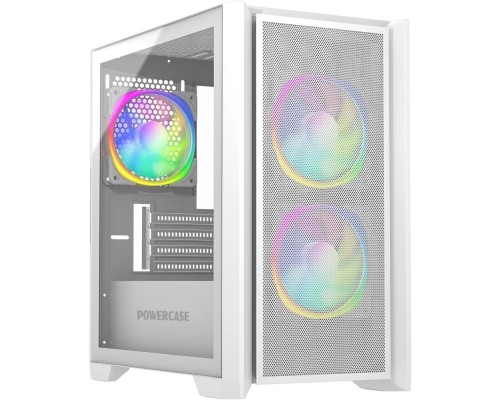 [Корпус] Powercase Alisio Micro Z3W ARGB, Tempered Glass, 3x 120mm ARGB fan, белый, mATX  (CAMZW-A3)