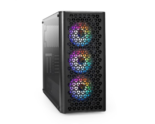 [Корпуса] Exegate EX296077RUS Корпус Miditower ExeGate EVO-9202-EVO800 (ATX, БП EVO800RGB с вент. 12 см, с окном, 1*USB+1*USB3.0, аудио, черный, 3 вент. 12см с RGB подсветкой)