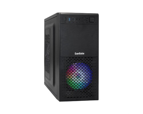 [Корпуса] Exegate EX296389RUS Корпус Minitower ExeGate mEVO-7807-XP450 (mATX, БП XP450 с вент. 12см, 1*USB+1*USB3.0, черный, 1 вент. 12см с RGB подсветкой)
