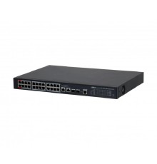 DAHUA DH-S4228-24GT-360 28-портовый гигабитный управляемый коммутатор с PoE, уровень L2, 26xRJ45 1Gb, 2xSFP 1Gb, суммарно 360Вт, коммутация 56 Гбит/с, MAC-таблица 8К