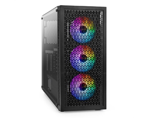 [Корпуса] Exegate EX296316RUS Корпус Miditower ExeGate EVO-5001A-450NPX (ATX, БП 450NPX с вент. 12 см, 2*USB+1*USB3.0+HD Audio, черный, 3 вент.12см с RGB подсветкой, боковая панель - закаленное стекло)