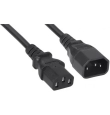 Кабель питания Filum ПВС-АП 3x1.0 С13 - C14, 220/250В, 10А, чёрный, 1м [FL-PC-C13/C14-C1-1.0-BK]