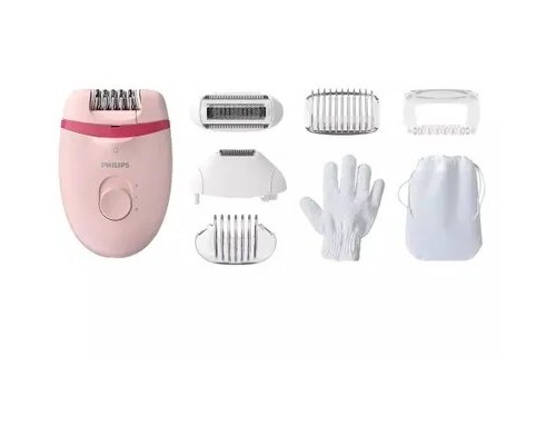 [Электробритва] Эпилятор Philips BRE285/00 скор.:2 насад.:5 от электр.сети розовый/розовый