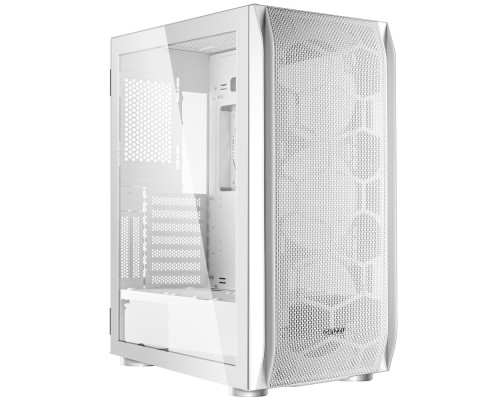 [корпус] Ginzzu GL185 White боковая дверца закаленное стекло на петлях на магнитах