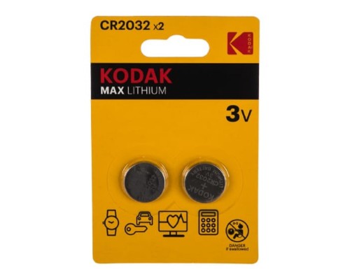 [Батарейки] Kodak CR2032-2Bl Max Lithium (60/240/43200) (2 шт. в уп-ке)