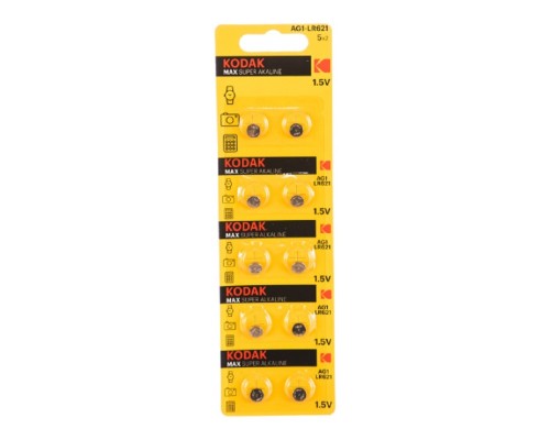[Батарейка] Kodak AG1 (364) LR621 LR60 [KAG1-10] Max Button Cell (100/1000/98000) (10 шт. в уп-ке)