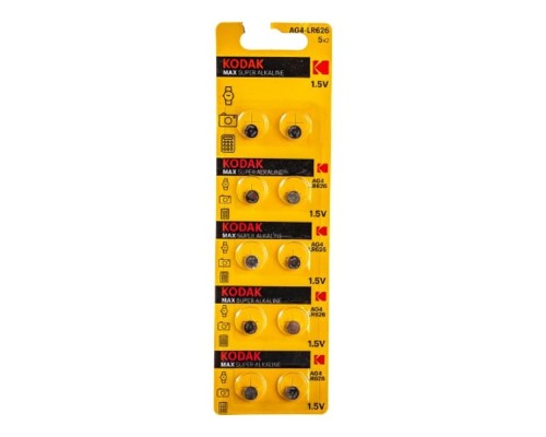 [Батарейка] Kodak AG4 (377) LR626, LR66 [KAG4-10] Max Button Cell (100/1000/98000) (10 шт. в уп-ке)