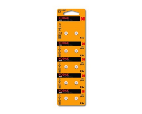 [Батарейка] Kodak AG5 (393) LR754, LR48 [KAG5-10] Max Button Cell (100/1000/80000) (10 шт. в уп-ке)
