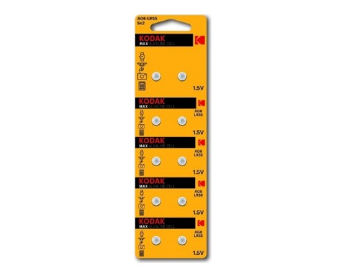 [Батарейка] Kodak AG8 (391) LR1120, LR55 [KAG8-10] Max Button Cell (100/1000/98000) (10 шт. в уп-ке)