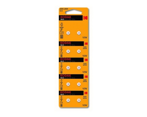 [Батарейка] Kodak AG9 (394) LR936, LR45 [KAG9-10] Max Button Cell (100/1000/70000) (10 шт. в уп-ке)