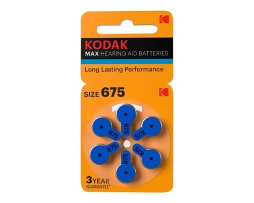 [Батарейка] Kodak ZA675-6Bl [KZA675-6] Max Hearing Aid (360/1800/45000) (6 шт. в уп-ке)
