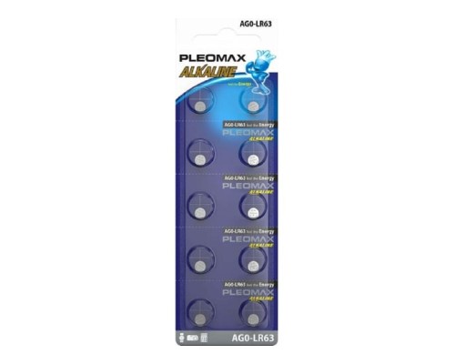 [Батарейка] Pleomax AG0 (379) LR521, LR63 Button Cell (100/1000/98000) (10 шт. в уп-ке)