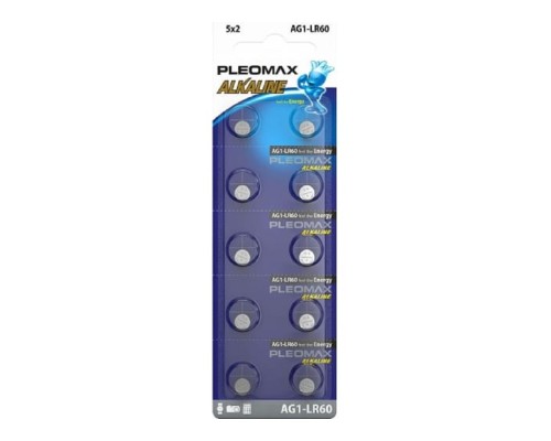[Батарейка] Pleomax AG1 (364) LR621 LR60 Button Cell (100/1000/98000) (10 шт. в уп-ке)
