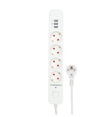 Гарнизон Сетевой фильтр 2.0 EPS-4-U3-W-2  Мультипорт, 4р, 10А, 3xUSB, 2м, ур.защиты 2+, белый, пакет (21445)
