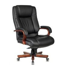 Кресло руководителя Бюрократ T-9925WALNUT/BLACK черный кожа крестовина дерево (1215691)