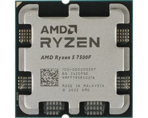 [Процессор] CPU AMD Ryzen 5 7500F OEM (100-000000597) {Base 3,70GHz, Turbo 5,00GHz, without graphics, L3 32Mb, TDP 65W, AM5}