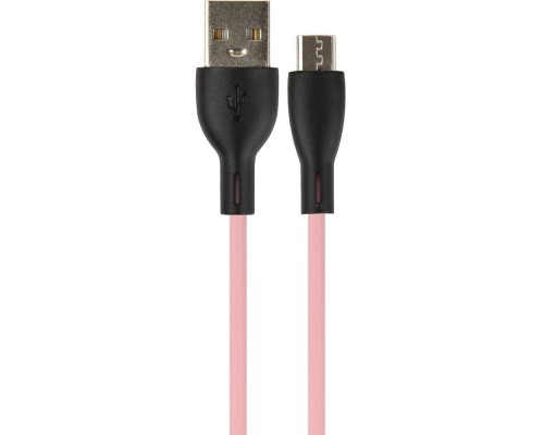 [кабели] PERFEO Кабель USB A вилка - Micro USB вилка, 2.4A, розовый, силикон, длина 1 м., SILICON (U4025)