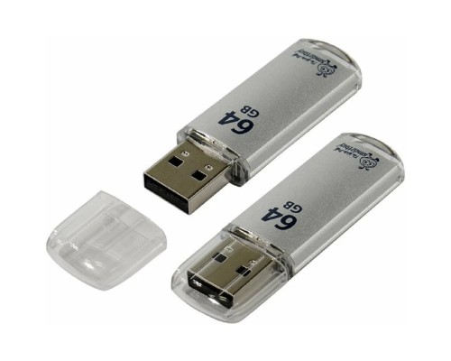 [Носитель информации] Smartbuy USB Drive 64GB V-Cut Silver UFD 2.0 (SB64GBVC-S)