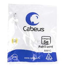Cabeus PC-UTP-RJ45-Cat.5e-0.15m-WH-LSZH Патч-корд U/UTP, категория 5е, 2xRJ45/8p8c, неэкранированный, белый, LSZH, 0.15м