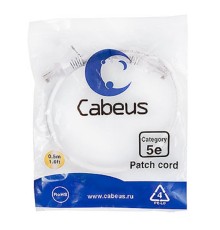 Cabeus PC-UTP-RJ45-Cat.5e-0.5m-WH Патч-корд U/UTP, категория 5е, 2xRJ45/8p8c, неэкранированный, белый, PVC, 0.5м