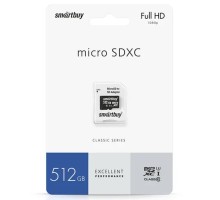 Micro SecureDigital 512GB Smartbuy Class10 UHS (с адаптером SD) (SB512GBSDCL10-01)
