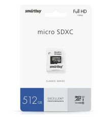 Micro SecureDigital 512GB Smartbuy Class10 UHS (с адаптером SD) (SB512GBSDCL10-01)
